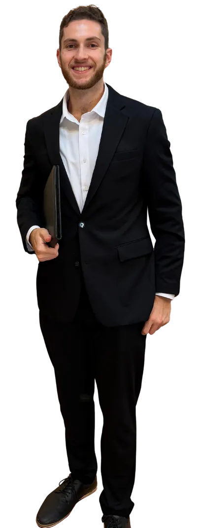 Jared Cohen smiling, holding a leather folder